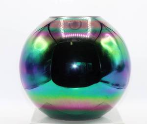 lot 2041 image: Vintage Art Glass Iridescent Large Ball Vase 10 Tall