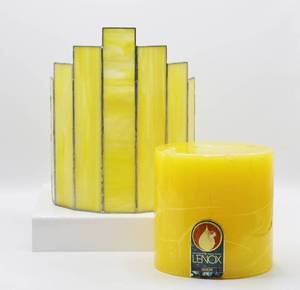 lot 2053 image: Stained Glass Large Candle Holder Yellow
