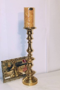 lot 2104 image: Large Brass Candle Holder 25 Tall