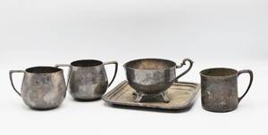 lot 2129 image: 5 pc Silverplate Reed & Barton, Custom Craft Quadruple and Oneida LTD