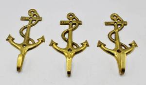 lot 2154 image: 3 Brass Anchor Hooks