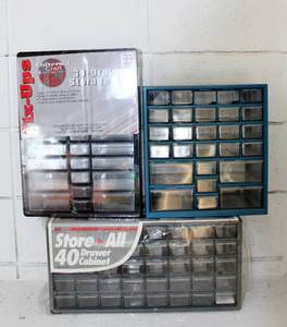 lot 2190 image: 3 Storage Drawer Cabinets - 2 new in pkg