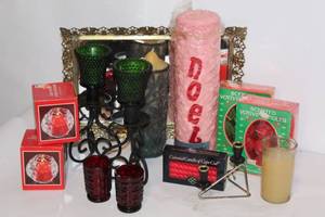 lot 2138 image: Assorted Candle Lot with Candle Holders