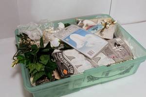 lot 2176 image: Tote of Various Wedding Decor Items