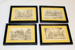lot 2206 image: 4 Signed Small Vintage Framed Prints of Virginia Landmarks by Charles Overly