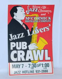 lot 2202 image: Vintage KC Jazz Lovers Pub Crawl Poster