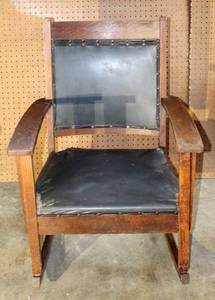 lot 2284 image: Antique Rocking Chair - Stuffed with Straw or Wood Wool