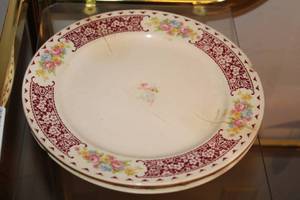 lot 2304 image: 17 Pieces of Assorted China Plates and Stemmed Wine Glasses