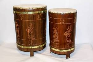 lot 2319 image: Set of 2 Asian Design Floor drums