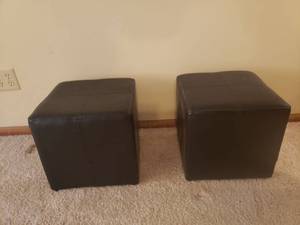 lot 5294 image: Two Faux Leather Foot Stools