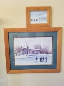 lot 5391 image: Lot of 2 Winter Pictures with Wood Trim