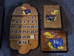 lot 5484 image: Lot of 3 Kansas Jayhawks Wall Decor