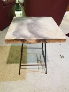 lot 5532 image: Stone Top Table with Wrought Iron Frame