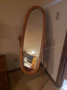 lot 5535 image: Wooden Mirror on Legs