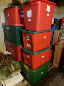 lot 5563 image: 22 Totes of Nice Christmas Decorations