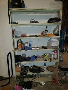 lot 5644 image: Industrial Metal Shelf -Contents Included