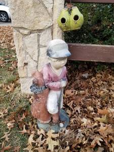 lot 6036 image: Boy with Golf Bad And Bird Birdhouse