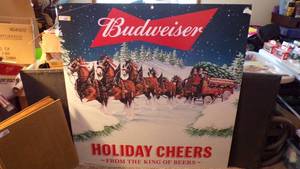 lot 5471 image: Budweiser Beer Corrugated Sign 47 x 47