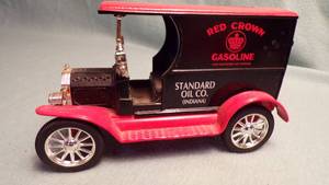 lot 5495 image: 1912 Open Cab Truck Red Crown Die Cast Bank