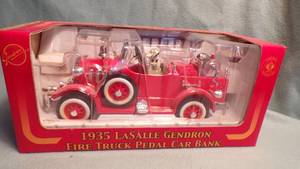 lot 5505 image: 1935 LaSalle Gendron Fire Truck Pedal Car Die Cast Bank