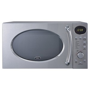 lot 3229 image: Oster 0.7 Cu. Ft. 700 Watt Microwave Oven - Chrome