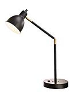 lot 3238 image: Catalina Lighting 20.75 in. Black Articulating Desk Lamp with Power Outlet