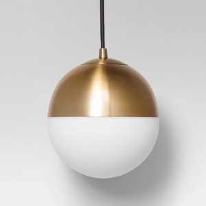 lot 3244 image: Glass Globe Pendant Ceiling Light Brass - Project 62