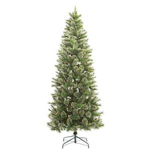 lot 3250 image: 7.5ft Pre-lit Artificial Christmas Tree Slim Virginia Pine with Clear Lights - Wondershop