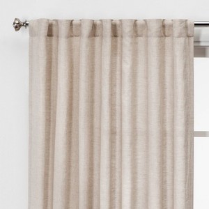 lot 4006 image: 95x54 Light Filtering Linen Curtain Panel, Natural - Threshold