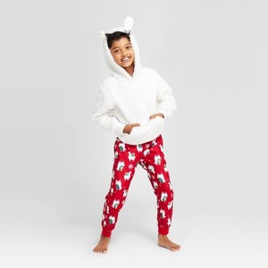 lot 4001 image: Kids Holiday Llama Pajama Set - Wondershop, WhiteRed, Size 12
