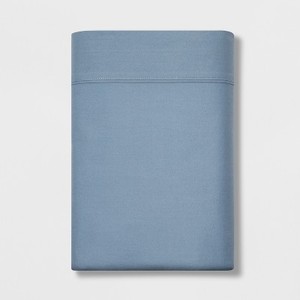 lot 4030 image: 300 Thread Count Ultra Soft Flat Sheet, Light Indigo, King - Threshold