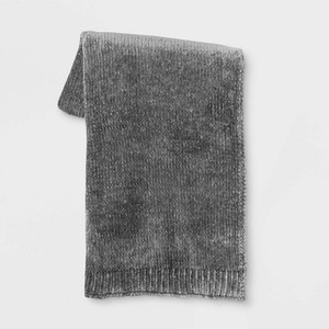 lot 4022 image: 60x50 Shine Chenille Throw Blanket, Gray - Project 62