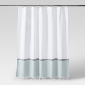 lot 4064 image: Woven Shower Curtain, GreenWhite - Project 62
