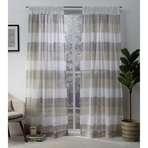 lot 4044 image: Set of 2 Bern Rod Pocket Window Curtain Panels Exclusive Home, Natural - 50x84