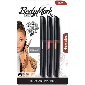 lot 4117 image: BodyMark by BIC 3pk Henna Vibes Tattoo Marker