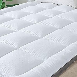 lot 13386 image: SUFUEE Mattress Topper King Air-Flow Fabric Extra Thick Mattress Pad Quilted Alternative Down Pillow Top Mattress Cover Plush Hotel Quality