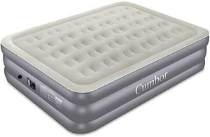lot 13399 image: Cumbor Queen Air Mattress with Built-in Pump, Luxury Queen Size Inflatable Airbed with Air Coil Technology - Elevated Raised Double High Air Mattress, 80 x 60 x 18 inches, Grey