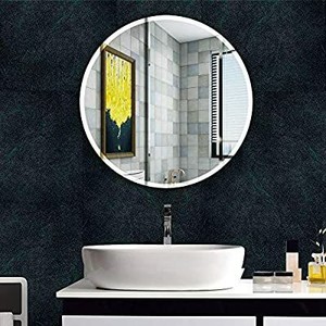 lot 13401 image: Beauty4U Round Beveled Frameless Wall Mirrors - 20  Diameter Vanity Make Up for for Bathroom, Bedroom, Wall D�cor
