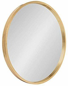 lot 13422 image: Round Wood Accent Wall Mirror, 21.6  Diameter, Gold