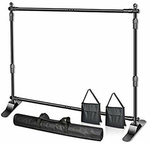 lot 13423 image: Emart 8 x 8 ft Adjustable Telescopic Tube Backdrop Banner Stand