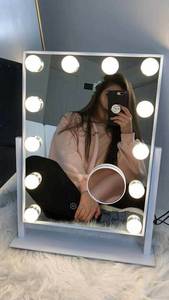 lot 13448 image: Hansong Large Hollywood Makeup Vanity Mirror with Lights,Plug in Light-up Professional Mirror with Storage,Removable 10x Magnification,3 Color Lighting Modes, Cosmetic Mirror with 12 Dimmable Bulbs