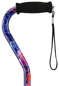 lot 13455 image: NOVA Designer Walking Cane with Offset Handle, Lightweight Adjustable Walking Stick with Carrying Strap, ��Maui Flowers�� Design