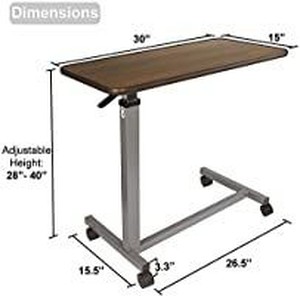 lot 13467 image: Vaunn Medical Adjustable Overbed Bedside Table With Wheels (Hospital and Home Use)