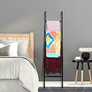 lot 13468 image: PENGECO Blanket Ladder Towel Shelves Scarves Display Holder- Black Color