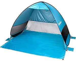 lot 13474 image: SimbaLux Pop Up Beach Tent Sun Shade Shelter Anti UV UPF 50 Instant Easy Open Popup Portable Cabana Canopy Sunshade for Park, Picnic, Kids Play, Camping, Sports  Great for Family of 4, Blue