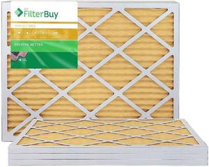 lot 20483 image: FilterBuy 20x25x1 MERV 11 Pleated AC Furnace Air Filter, (Pack of 4 Filters), 20x25x1 �� Gold
