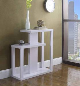 lot 13358 image: White Finish Modern Console Sofa Entry Table Bookshelf