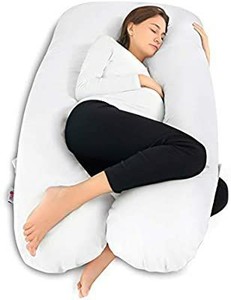lot 13483 image: Meiz 55  U Shaped Pregnancy Pillow - Maternity Pillow - with Washable Cotton Cover - for Side Sleeping and Back Pain Relief - White