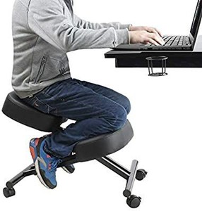 lot 13486 image: Ergonomic Kneeling Chair Home Office Chairs Thick Cushion Pad Flexible Seating Rolling Adjustable Work Desk Stool Improve Posture Now & Neck Pain - Comfortable Knees and Straight Back
