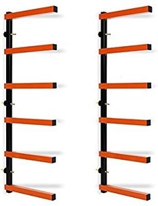 lot 13496 image: ECOTRIC Max 600 lb Steel 6 Shelf Lumber Storage Rack Wall-Mounted Wood Pipes Rack